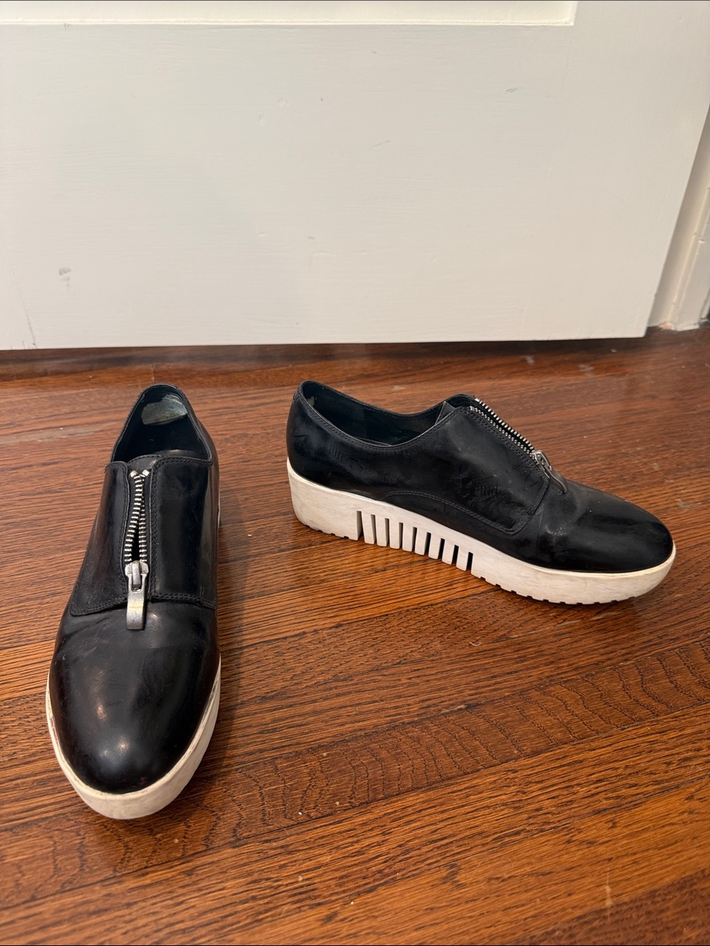 Opening Ceremony Black Slip-On Platform Sneakers with Top Zipper